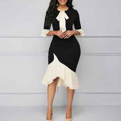 #ad Latest fashion plus size black irregular patchwork ruffle dress uk size 12