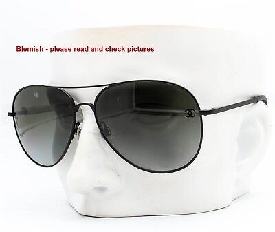 #ad Chanel 4189 T Q 101 T3 Aviator Sunglasses Matte Black Gray Polarized Blemish