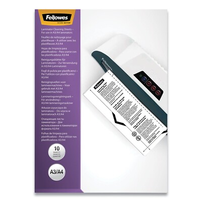 #ad Fellowes 5320603 8.5 x 11 3 10 mil Laminator Cleaning Sheets White 10 Pk New