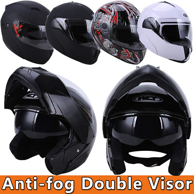 #ad DOT Motorbike Modular Flip Up Dual Visor Sun Adult Full Face Helmet M L XL XXL