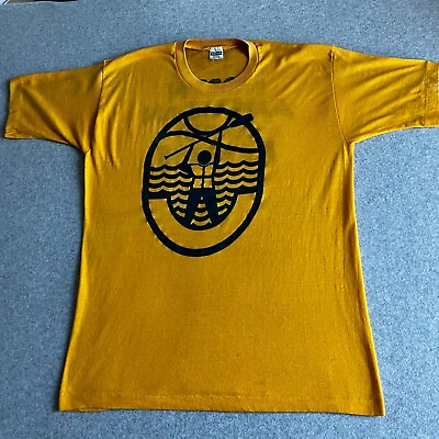 #ad Vintage River Runners Shirt Adult Medium Yellow Single Stitch Kayak Canoe 80s