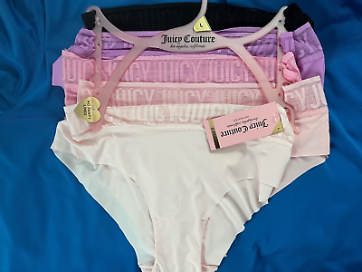 #ad NWT set of 5 Juicy Couture Nylon Spandex Cheeky Hipster No Panty Line Size L
