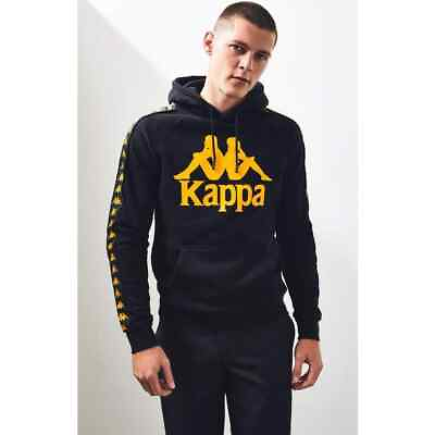 #ad NEW Kappa Authentic Hurtado Pullover Hoodie Graphic Black Yellow Gold Mens XXL