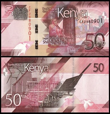 #ad KENYA 50 Shillings 2019 P 52 UNC World Currency