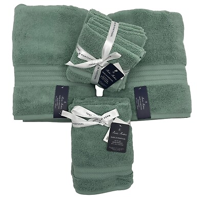 #ad Brooks Brothers Premium Towel Set 8 Piece Spa Green Bath Hand Washcloths NWT