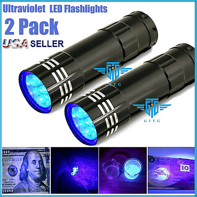 #ad 2x UV Ultra Violet LED Flashlight Blacklight Light 395 NM Inspection Lamp Torch