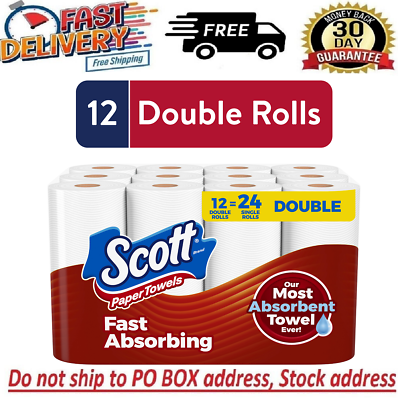#ad NEW Scott Paper Towels Bulk 24 Regular Rolls 12 Double Rolls White