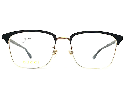 #ad Gucci Eyeglasses Frames GG0130OZ 001 Black Gold Square Asian Fit 53 18 145