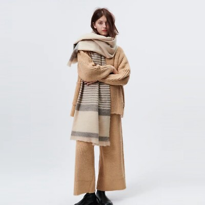 #ad Women#x27;s Fall Winter Scarfs Stripe Cozy Soft Scarf Large Wrap Shawl Scarves
