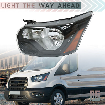 #ad For 2015 21 Ford Transit 150 250 350 Headlight Halogen Black Clear Lens Left LH
