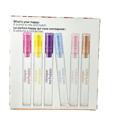 #ad CLINIQUE Happy 6pc Perfume Gift Set 0.17oz 5mL each My Happy MINIs