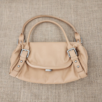 #ad Kenneth Cole Leather Neutral Satchel Nude Sand Small Leather Purse
