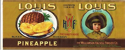 #ad LOUIS Brand Sliced PINEAPPLE Oklahoma Retro COWBOY Canned Food Label Art Print