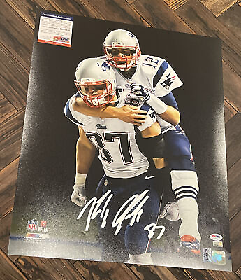 #ad Rob Gronkowski Patriots Signed Celebration w Tom Brady 16x20 Photo PSA Authentic
