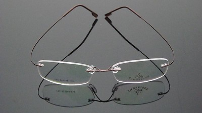 #ad NEW Men#x27;s Rimless glasses Light Flexible Eyeglass Frame Eyewear brown
