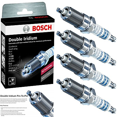 #ad 4 Bosch Double Iridium Spark Plug For 1991 1993 FORD MUSTANG L4 2.3L