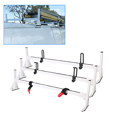#ad For Chevy Express 2500 3500 96 23 Steel White Cargo Van Ladder Roof Rack 3 bar