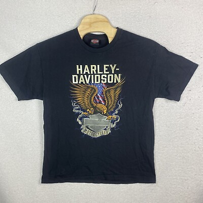 #ad Mens Harley Davidson Sz XL New River Jacksonville NC Double Sided T Shirt Black