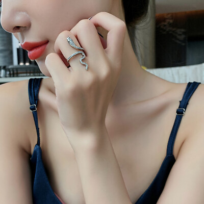 #ad Snake Shape Ring Women Silver Fashion Jewelry Ring Gift