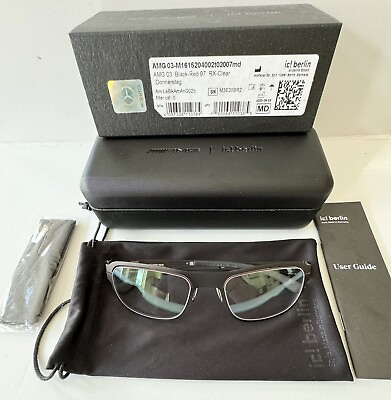 #ad IC BERLIN x AMG 03 Matte Black Red 97 Eyeglasses New In Box 55mm