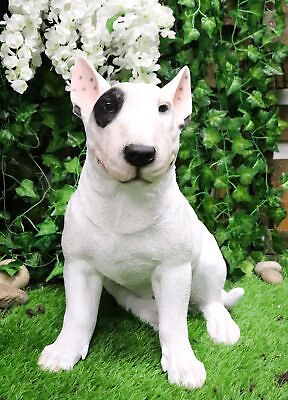#ad Large Lifelike Comical Bull Terrier Sitting Statue 16quot; L Fine Pedigree Dog Decor
