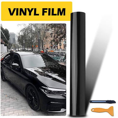 #ad Gloss Black Wrap Vinyl Film Car Interior Wrap Stickers Auto Accessories w tools