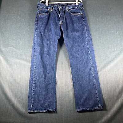 #ad Levis 501 Mens Jeans Blue Straight Leg Five Pockets Zipper Fly Size 34x29 Cotton