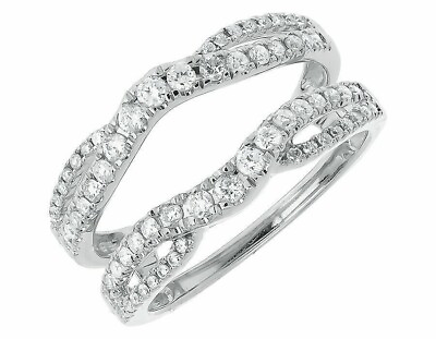 #ad 14k White Gold Round Cut 0.63Ct Lab Created Diamond Wedding Ring Enhancer Jacket $97.49