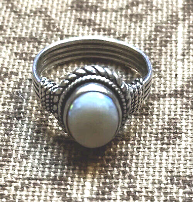 #ad Fire Opal Ring In Beautiful Sterling Silver Setting 5.5