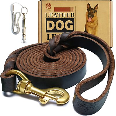 #ad Leather Dog Leash 6ft x 3 4 inchStrong Heavy Duty Genuine Leather Braided Do...