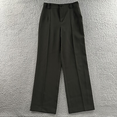 #ad Zara Womens Pants Green Medium High Rise Dress Pant Wide Leg 100% Polyester