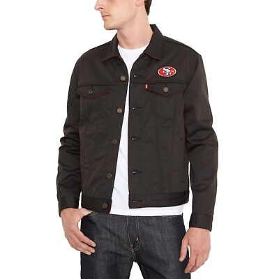 #ad Men#x27;s San Francisco 49ers Levi#x27;s Black Twill Trucker Button Up Jacket 181940001