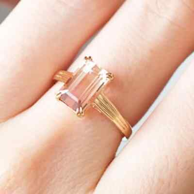 #ad Certified Natural Morganite 925 Solid Sterling Silver Ring Gift For Free Ship