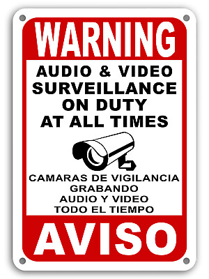 #ad Surveillance signs Warning Security cctv sign Audio Video Camera Spanish English