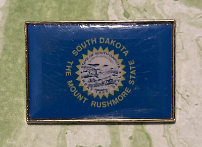 #ad South Dakota State Flag Gold Tone Vintage Lapel Pin
