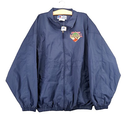 #ad VTG Russell Full Zip Windbreaker Jacket Size XXL Little League Baseball W Tags