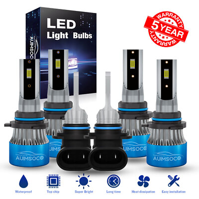 #ad 90059006H11 LED Combo Headlight Fog Light Kit High Low Beam Bulb 6000K White