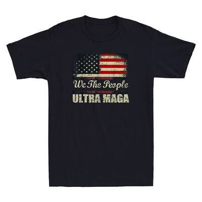 #ad We The People Ultra MAGA Vintage American Flag Ultra Maga Retro Men#x27;s T Shirt $17.99