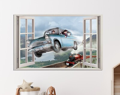 #ad Harry Potter Ron Flying Car 3D Window View Decal Wall Sticker Decor Art Mural