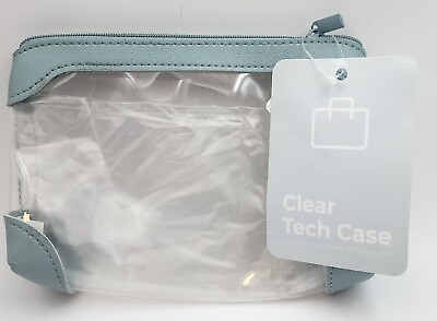 #ad Clear Tech Case for Earbuds Cables Etc. Light Blue Accents. Vivitar