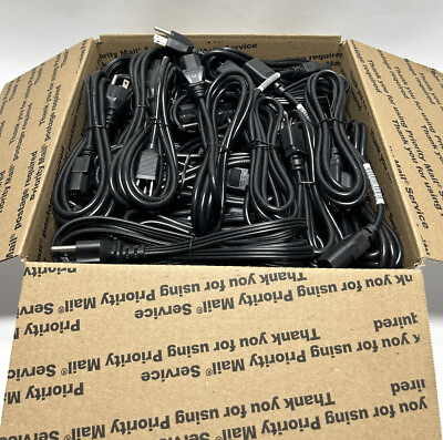 #ad LOT OF 50 AC Power Cord Cable 3 Prong Plug 6FT Standard PC Computer Monitor NEW