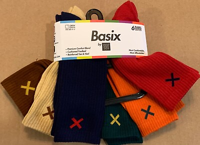 #ad NWT Basix by Odd Socks Multicolor Crew Socks 6 Pairs Muted Essentials Size 8 12