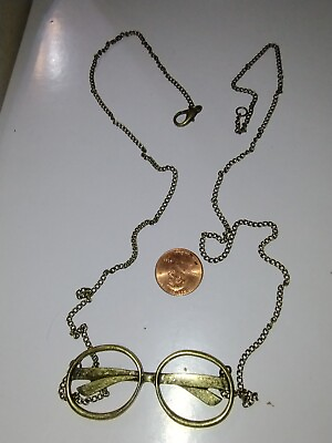 #ad eyeglasses necklace antique gold tone 30#x27;#x27; long chain look at pictures.
