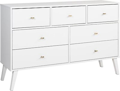 #ad Prepac Milo Mid Century Modern 7 Drawer Double Dresser for Bedroom Wide Chest o