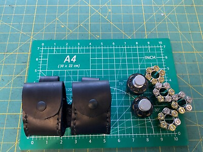 #ad Handmade Leather Speed loader moon clip Double Pouch Belt Attach