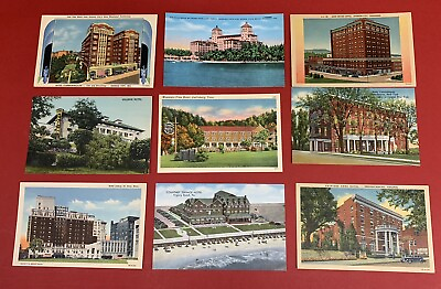 #ad U.S. Hotels Lot of 9 Different Postcards Circa 1930#x27;s 1940#x27;s Unused