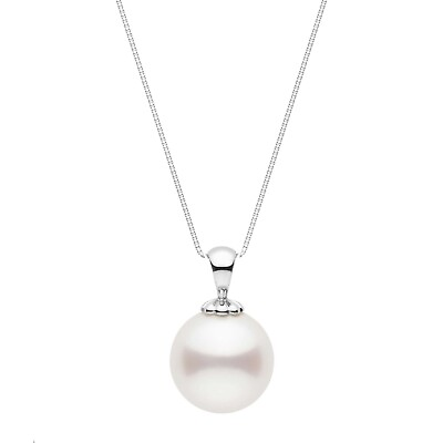 #ad Pearl Necklace Cultured Pendant White Gold Plated 925 Sterling Silver 18quot; Chain