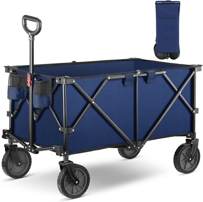 #ad Wagon Folding Cart Collapsible Garden Beach Utility Outdoor Camping Sports BLUE