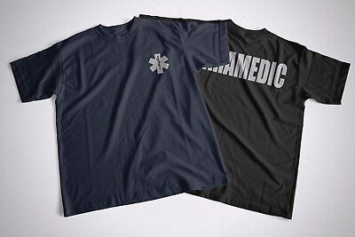 #ad New Reflective Paramedic with Star of Life Blue or Black T Shirt 