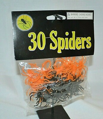#ad HALLOWEEN RINGS 30 CT Plastic SPIDER Colors Orange BLACK SPIDERS Trick or Treat